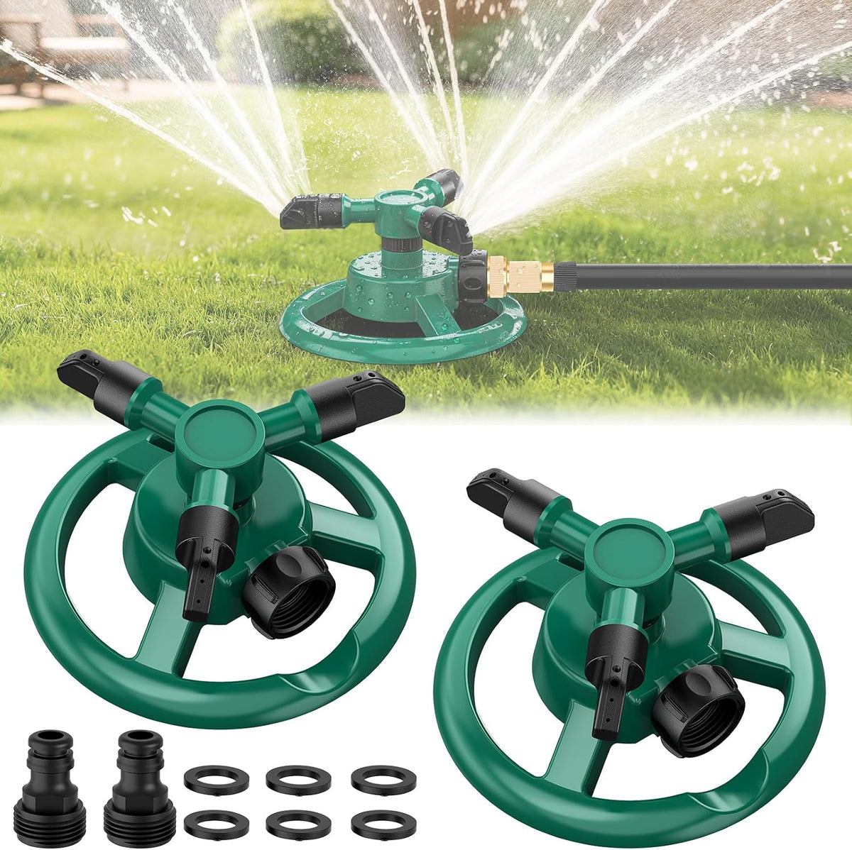 Sprinklers for Yard, Lawn & Garden Sprinkler Automatic 360 Rotating for Large Area Coverage, Grass Water Sprinkler for Kids and Pets Water Fun