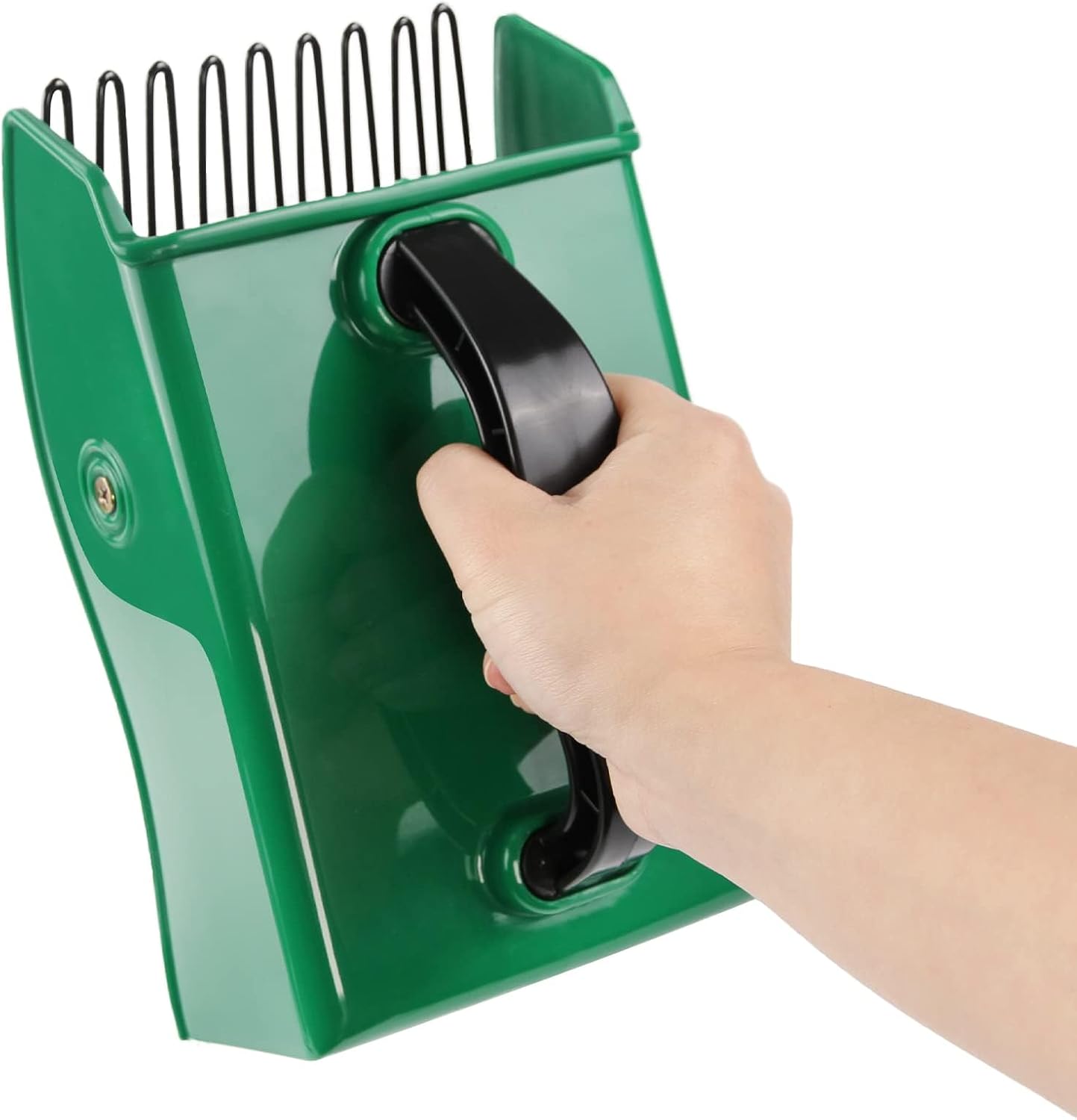 Berry Picker Rake with Metal Comb, Garden Harvest Scoop with Handle Green