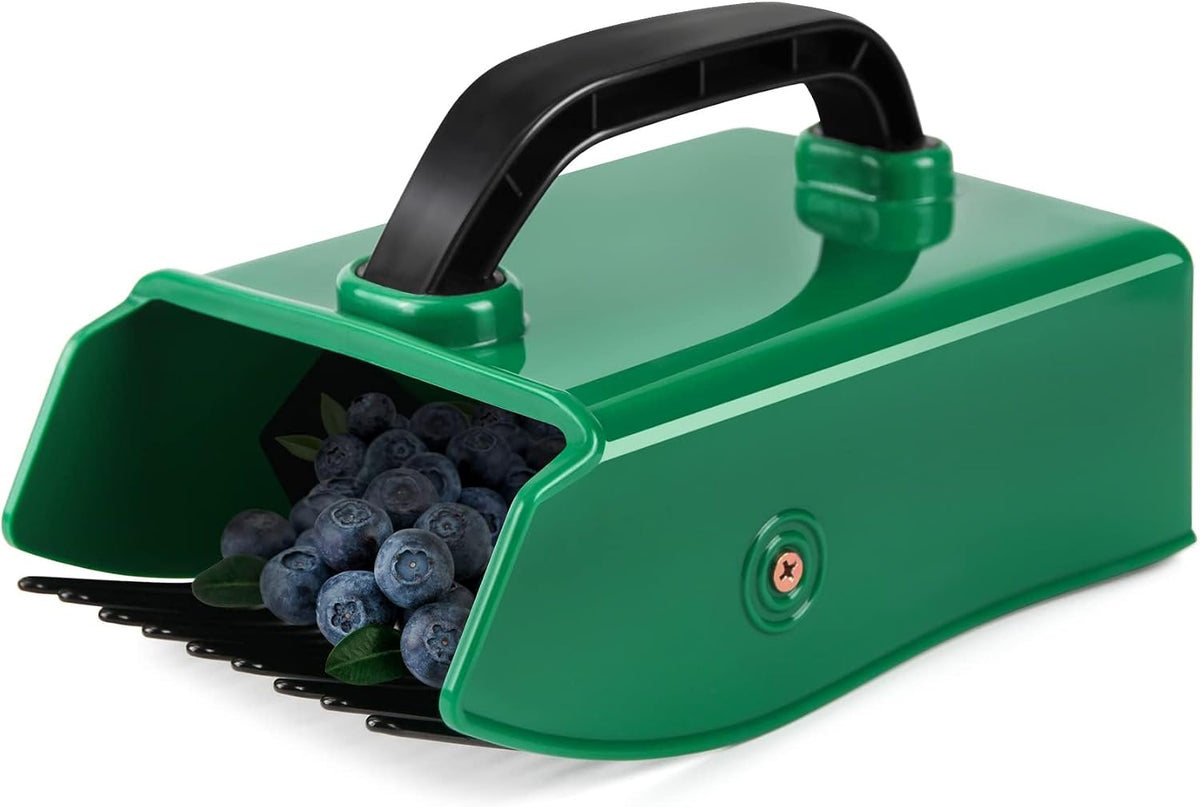 Berry Picker Rake with Metal Comb, Garden Harvest Scoop with Handle Green