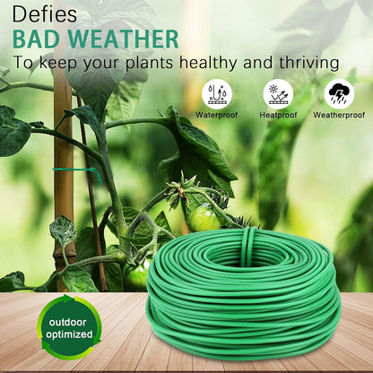 100 Feet Soft Tie for Plants, Green Twist Garden Ties Gardening Supplies for Supporting Climbing Plants, Tomatoes, Vegetables, (Diameter - 2.5MM)