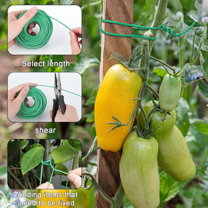 100 Feet Soft Tie for Plants, Green Twist Garden Ties Gardening Supplies for Supporting Climbing Plants, Tomatoes, Vegetables, (Diameter - 2.5MM)