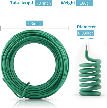 100 Feet Soft Tie for Plants, Green Twist Garden Ties Gardening Supplies for Supporting Climbing Plants, Tomatoes, Vegetables, (Diameter - 2.5MM)