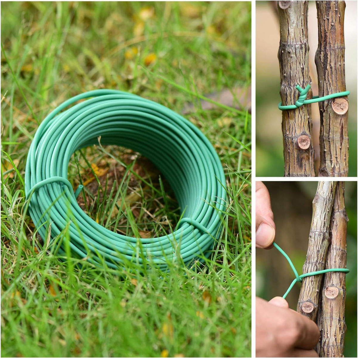 100 Feet Soft Tie for Plants, Green Twist Garden Ties Gardening Supplies for Supporting Climbing Plants, Tomatoes, Vegetables, (Diameter - 2.5MM)