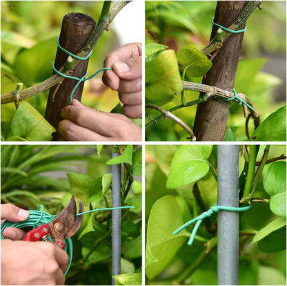 100 Feet Soft Tie for Plants, Green Twist Garden Ties Gardening Supplies for Supporting Climbing Plants, Tomatoes, Vegetables, (Diameter - 2.5MM)