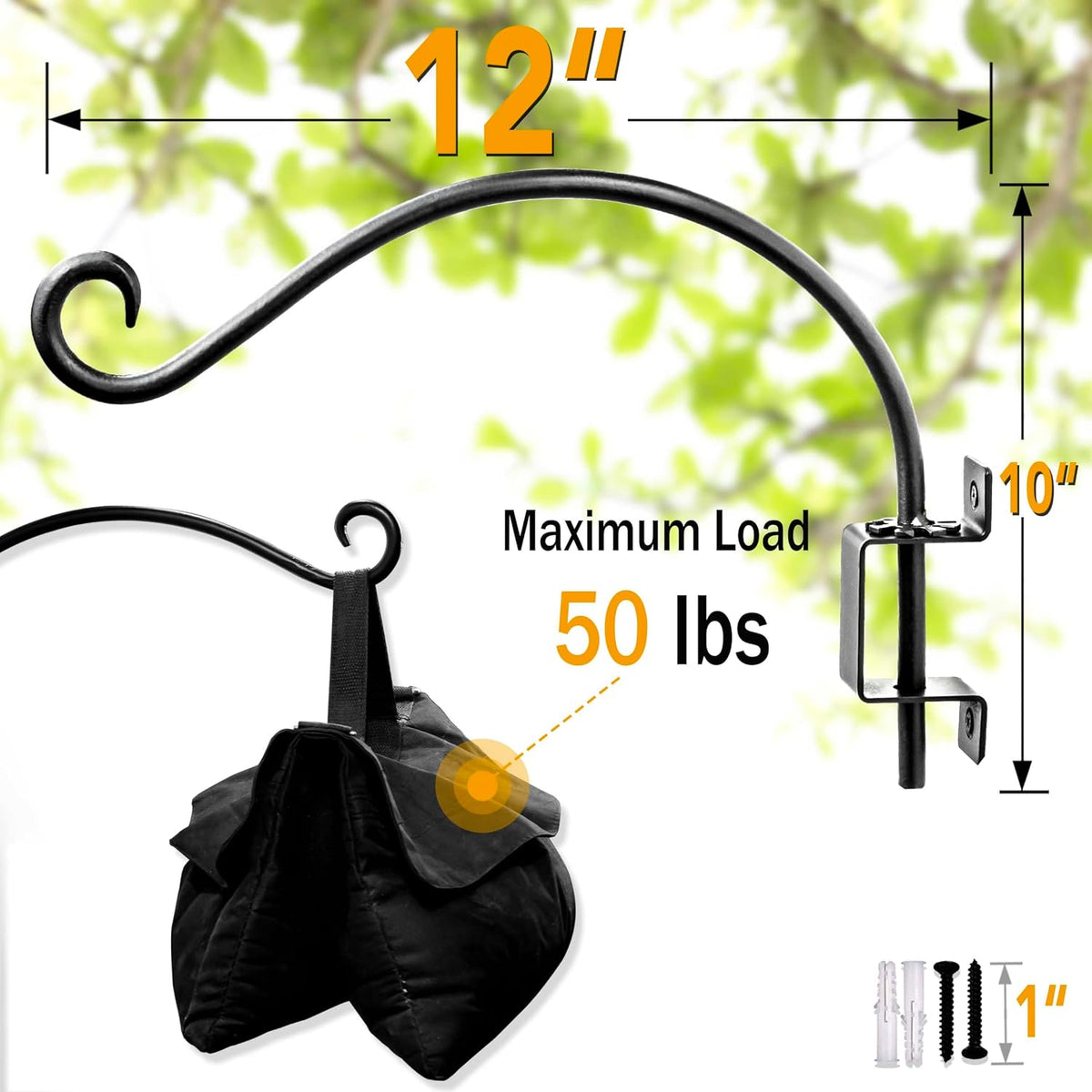 Bird Feeder Hanger Outdoor: 16" Swivel Heavy Duty Wall Mount Bracket