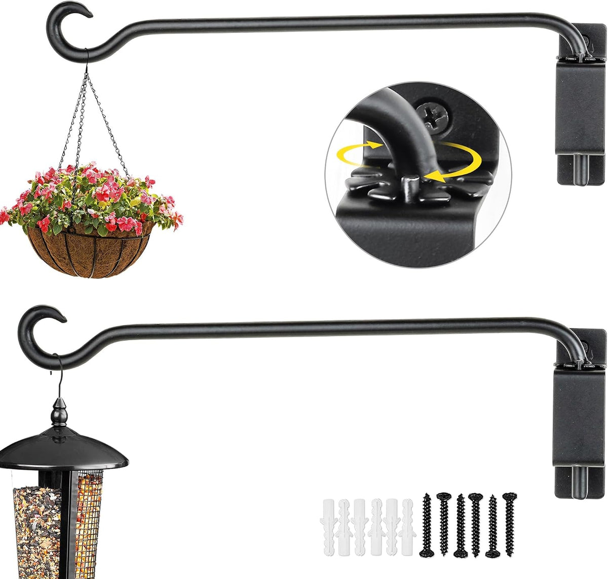 Bird Feeder Hanger Outdoor: 16" Swivel Heavy Duty Wall Mount Bracket