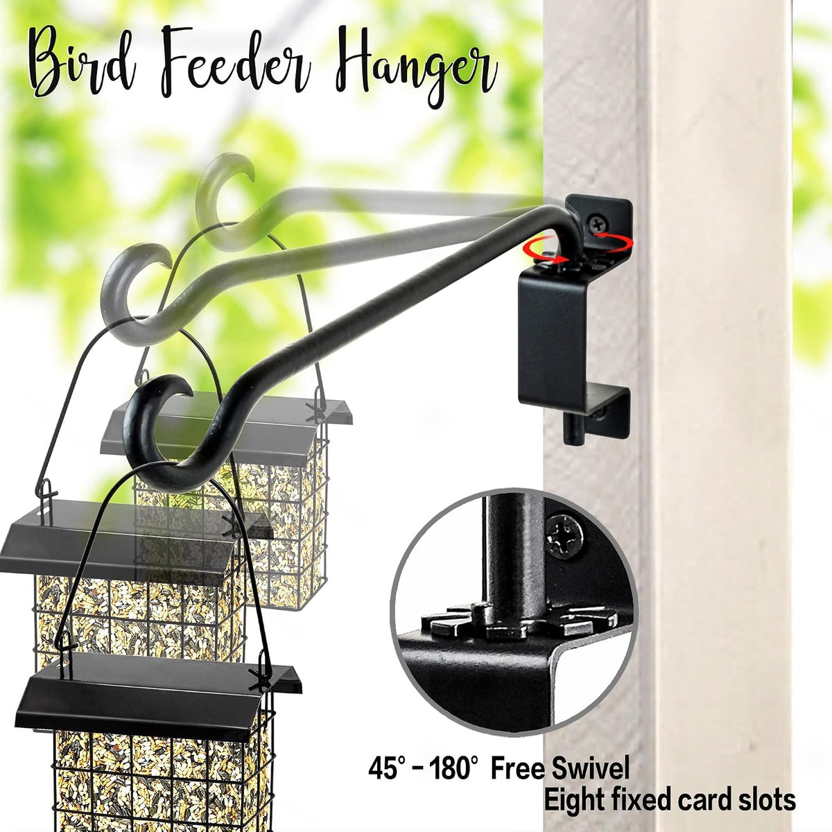 Bird Feeder Hanger Outdoor: 16" Swivel Heavy Duty Wall Mount Bracket