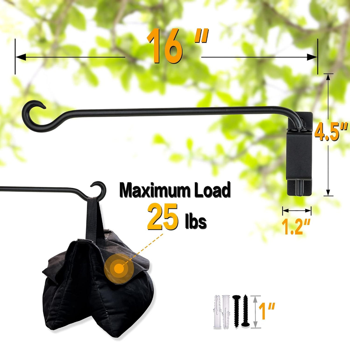 Bird Feeder Hanger Outdoor: 16" Swivel Heavy Duty Wall Mount Bracket