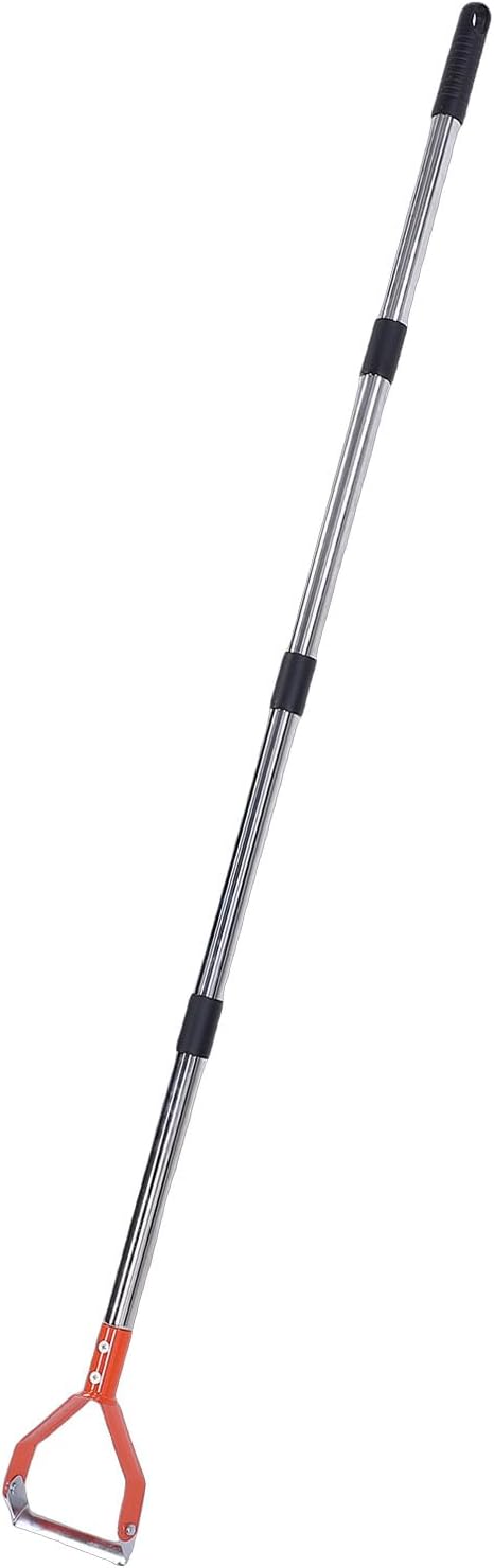 Hoe Garden Tool, 64 inch Adjustable Long Handle Heavy Duty Steel Scuffle Stirrup Action Hoes Portable Manual Weeding Tool with Accessories for Flower Beds Yards (Orange)