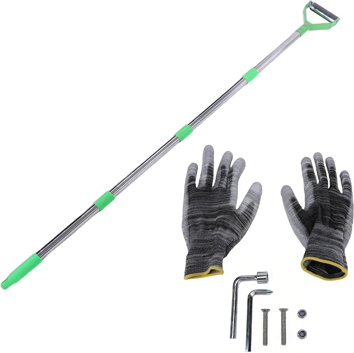Hoe Garden Tool, 64 inch Adjustable Long Handle Heavy Duty Steel Scuffle Stirrup Action Hoes Portable Manual Weeding Tool with Accessories for Flower Beds Yards (Orange)