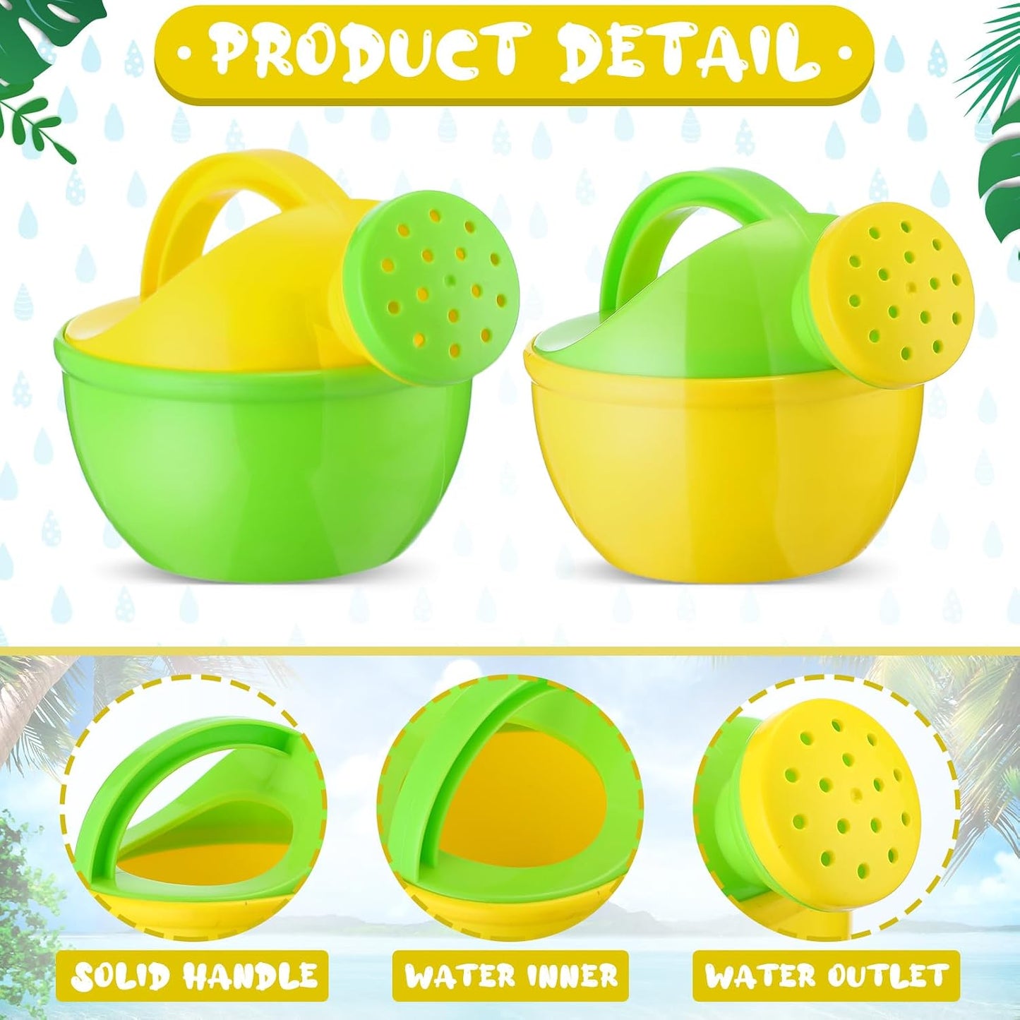 12 Pcs Mini Kids Watering Cans with Handle, Basic Style