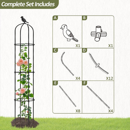 Garden Obelisk Trellis for Climbing Plants Outdoor - 69"(H), Rustproof Trellis with Adjustable Rings, Metal Plant Support for Potted Vines, Garden Trellis Use for Outdoor or Indoor(1 Pack)