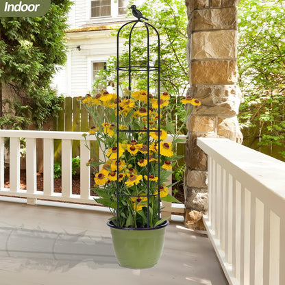 Garden Obelisk Trellis for Climbing Plants Outdoor - 69"(H), Rustproof Trellis with Adjustable Rings, Metal Plant Support for Potted Vines, Garden Trellis Use for Outdoor or Indoor(1 Pack)