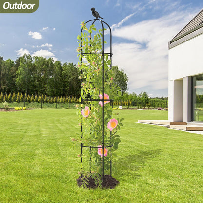 Garden Obelisk Trellis for Climbing Plants Outdoor - 69"(H), Rustproof Trellis with Adjustable Rings, Metal Plant Support for Potted Vines, Garden Trellis Use for Outdoor or Indoor(1 Pack)