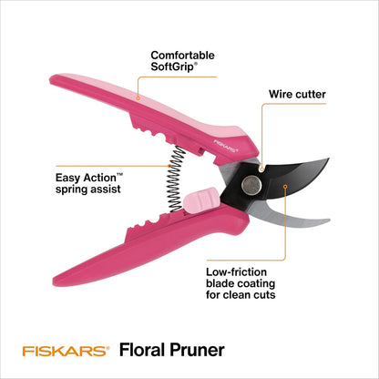 Floral Pruning Shears, Gardening Gifts for Women, Plant Cutting Scissors for Deadheading, Rose Petal Pink