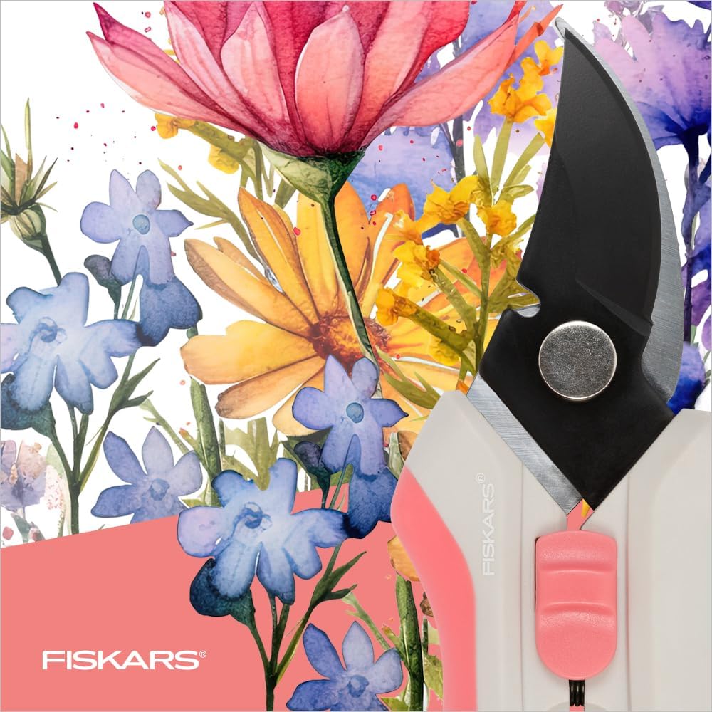Floral Pruning Shears, Gardening Gifts for Women, Plant Cutting Scissors for Deadheading, Rose Petal Pink