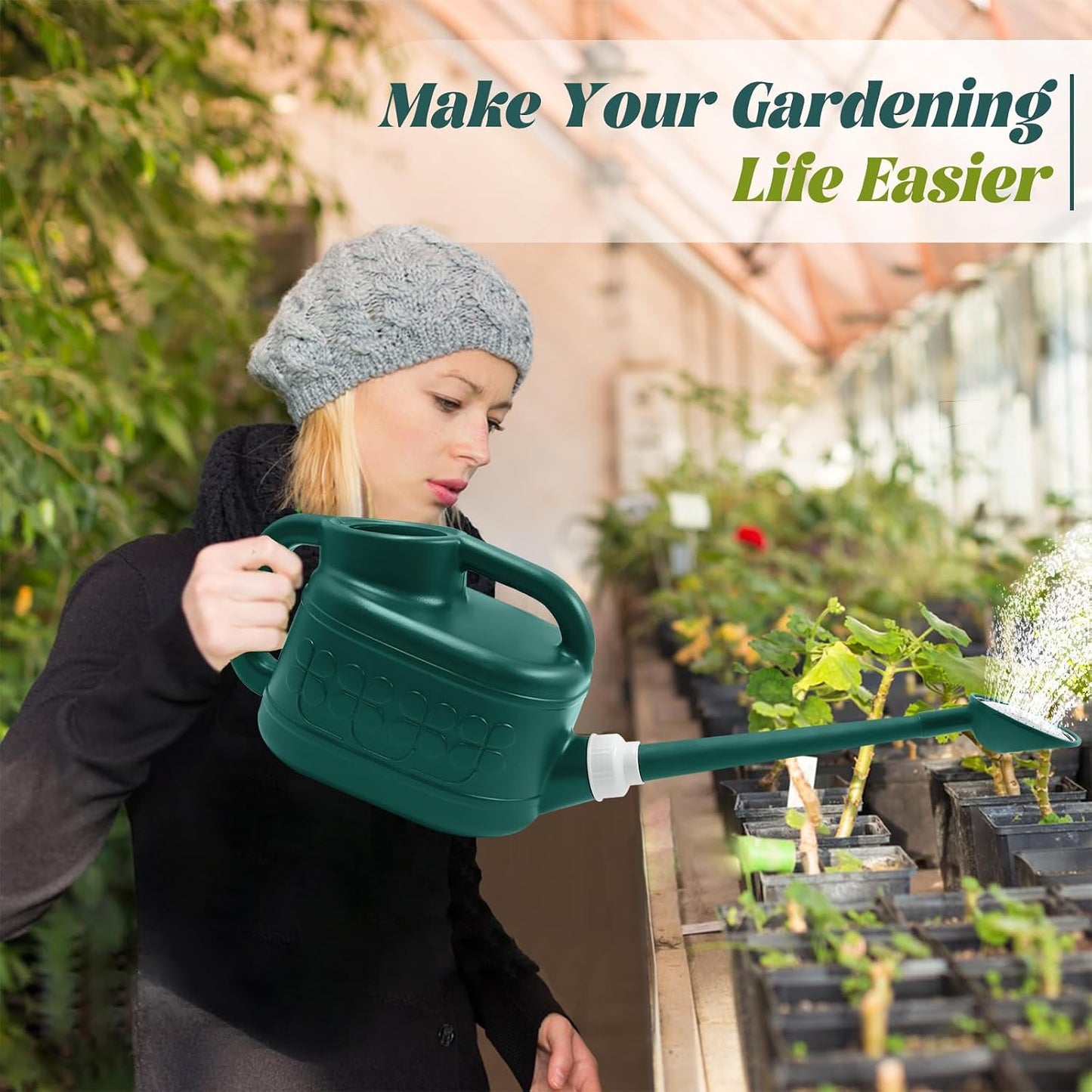 2 Gallon Watering Can, Large Garden Watering Can for Outdoor Plants