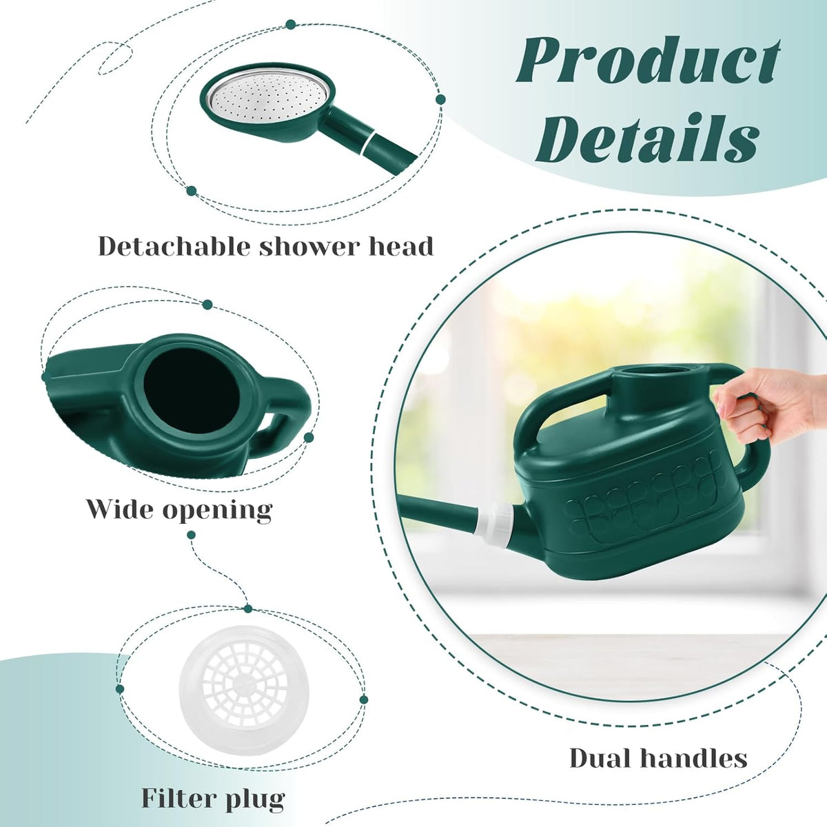 2 Gallon Watering Can, Large Garden Watering Can for Outdoor Plants