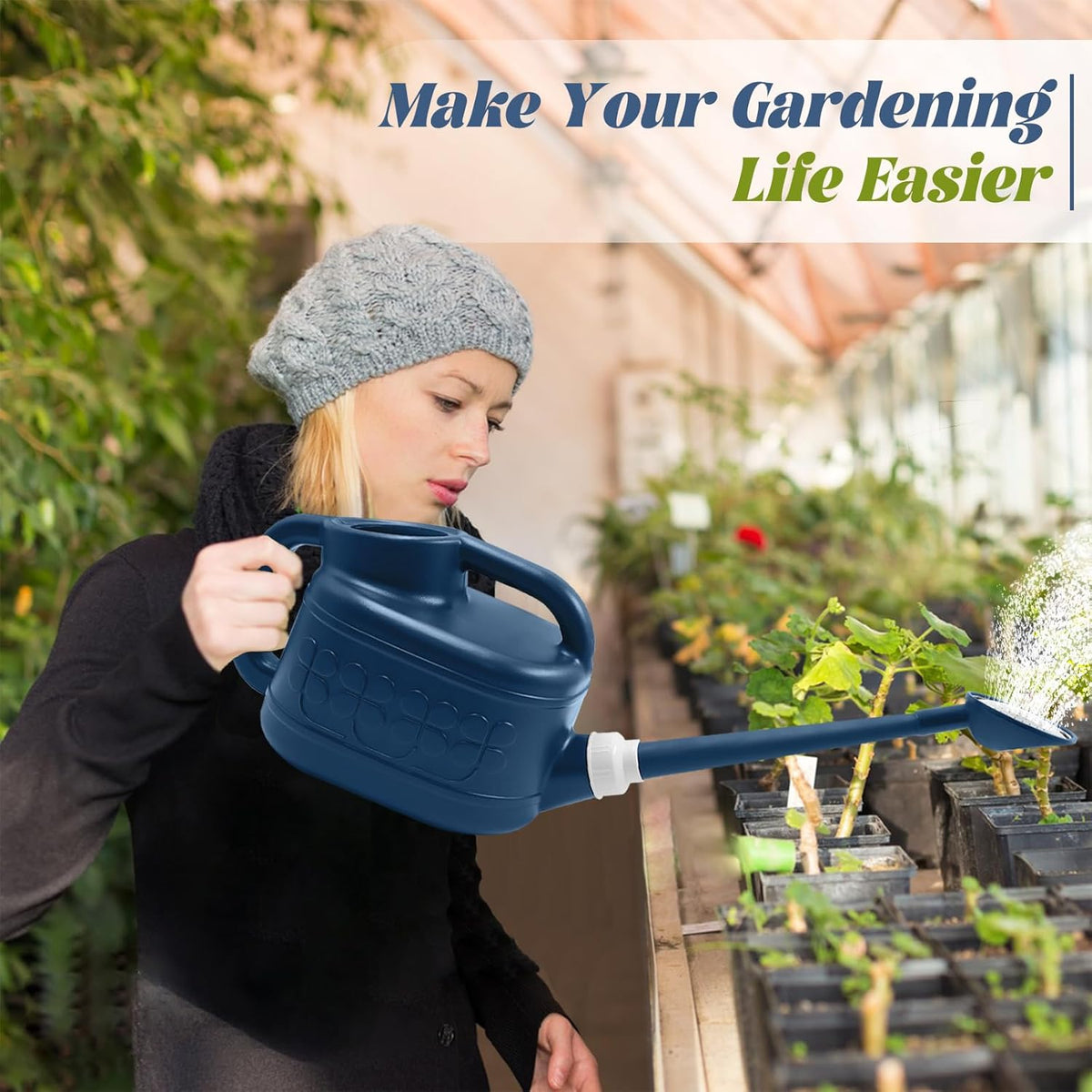 2 Gallon Watering Can, Large Garden Watering Can for Outdoor Plants