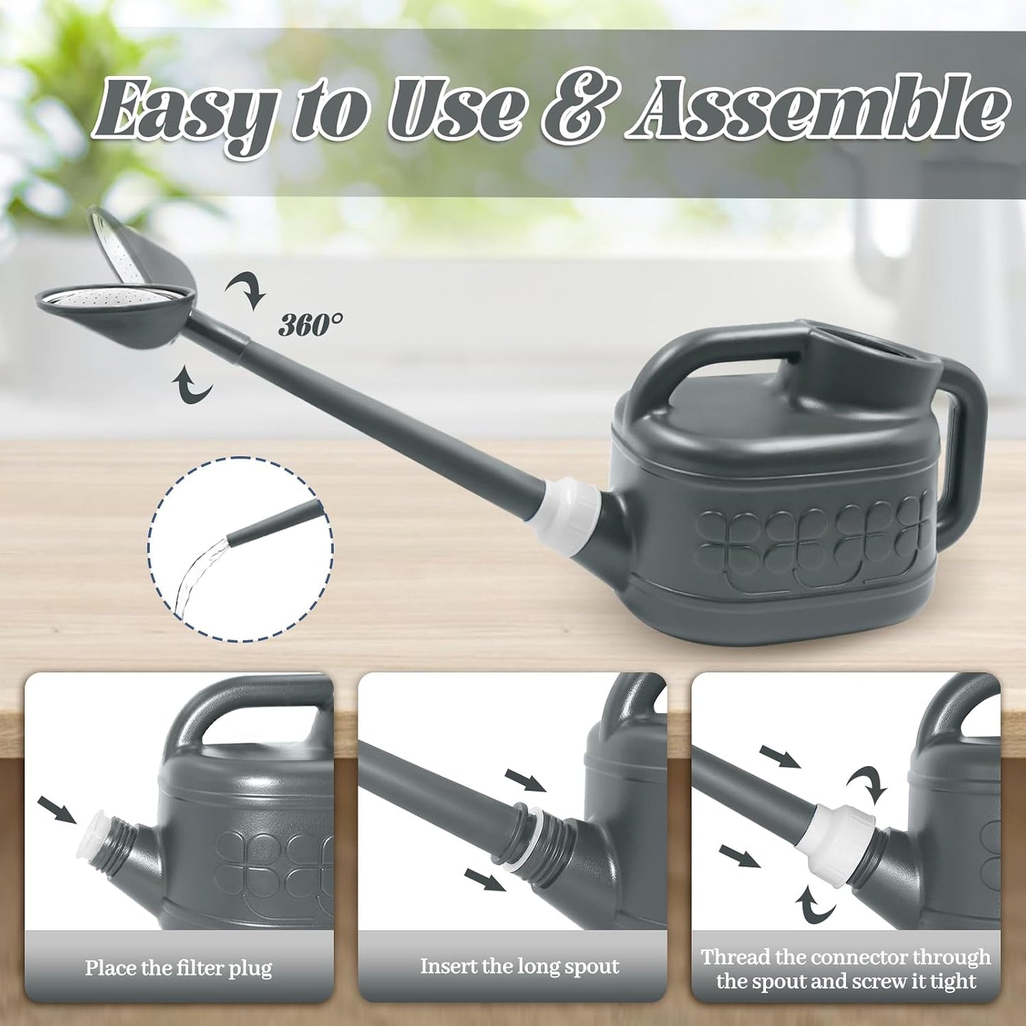 2 Gallon Watering Can, Large Garden Watering Can for Outdoor Plants