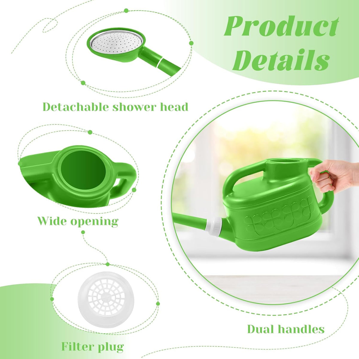 2 Gallon Watering Can, Large Garden Watering Can for Outdoor Plants