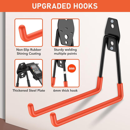 Garage Hooks, Anti-Slip Heavy Duty Wall Mount Hooks, 32-Pack