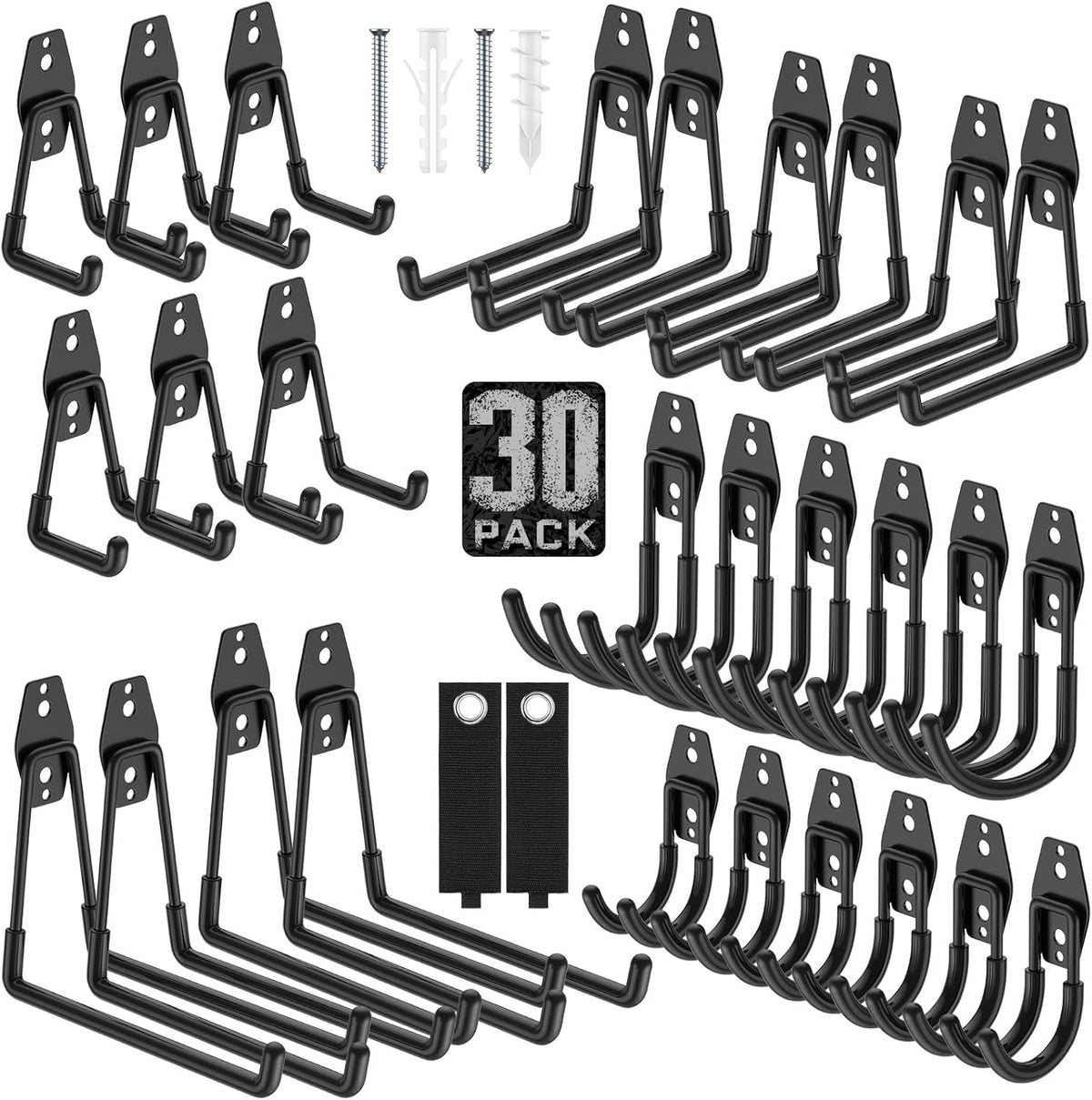 Garage Hooks, Anti-Slip Heavy Duty Wall Mount Hooks, 32-Pack