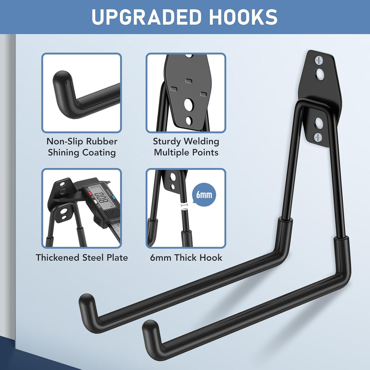 Garage Hooks, Anti-Slip Heavy Duty Wall Mount Hooks, 32-Pack