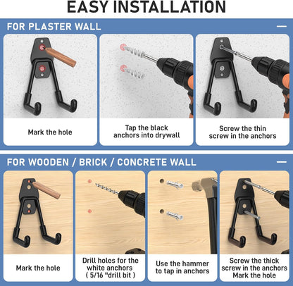 Garage Hooks, Anti-Slip Heavy Duty Wall Mount Hooks, 32-Pack