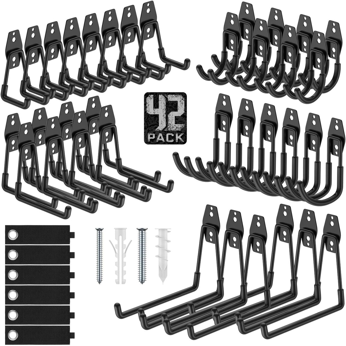 Garage Hooks, Anti-Slip Heavy Duty Wall Mount Hooks, 32-Pack