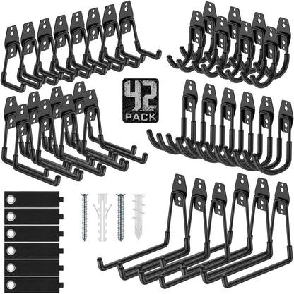 Garage Hooks, Anti-Slip Heavy Duty Wall Mount Hooks, 32-Pack
