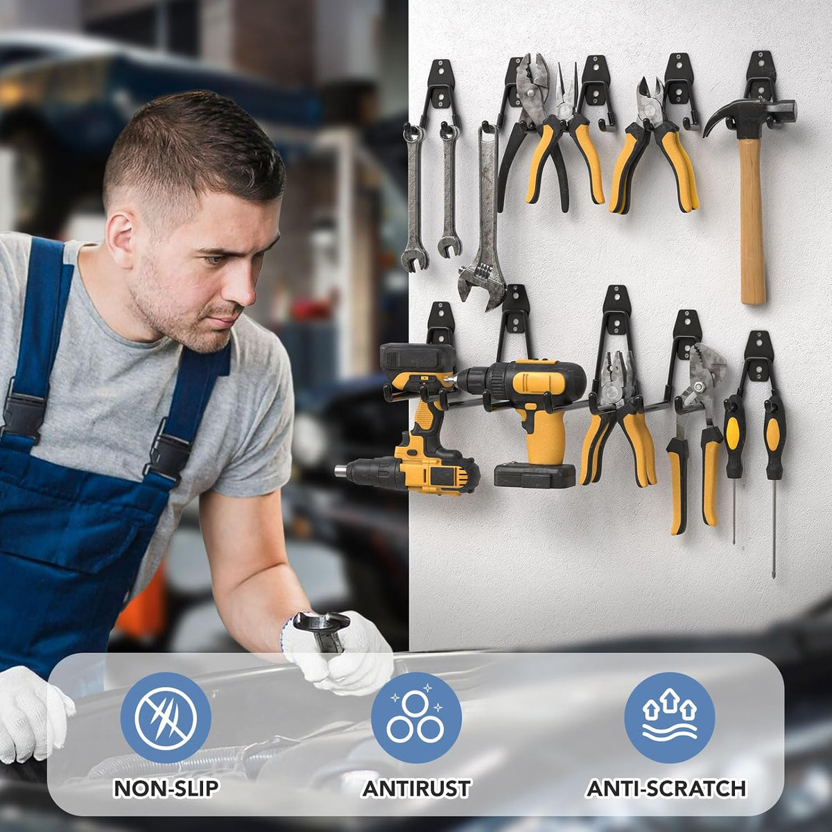 Garage Hooks, Anti-Slip Heavy Duty Wall Mount Hooks, 32-Pack