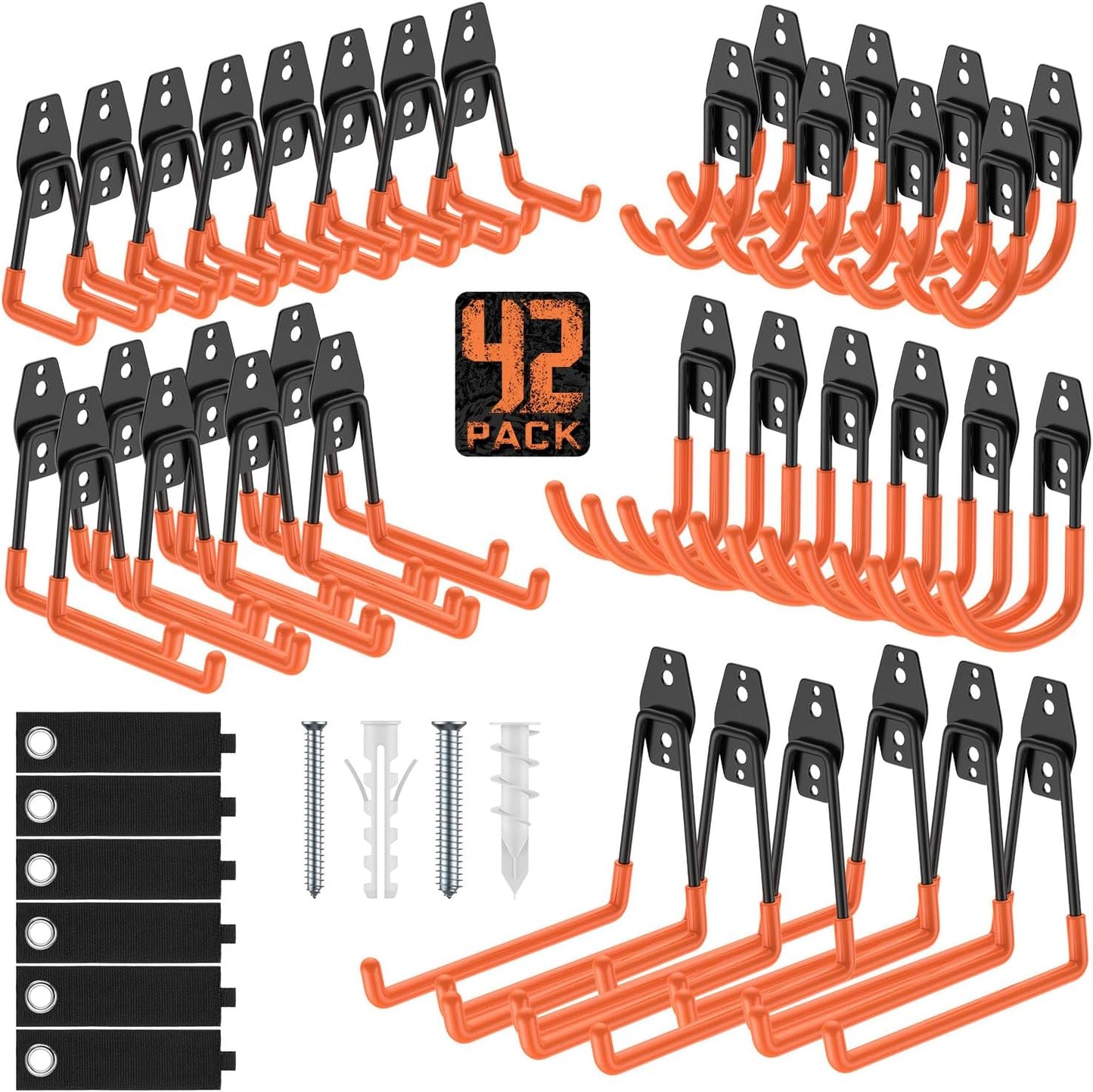 Garage Hooks, Anti-Slip Heavy Duty Wall Mount Hooks, 32-Pack