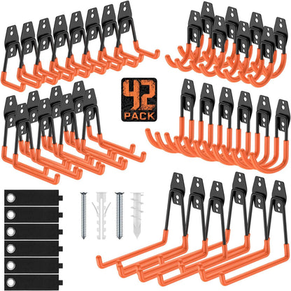 Garage Hooks, Anti-Slip Heavy Duty Wall Mount Hooks, 32-Pack