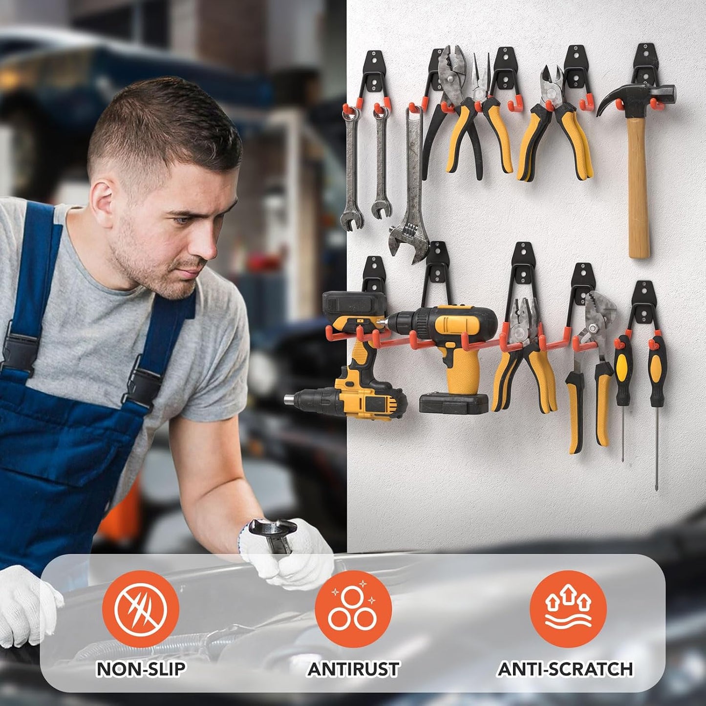 Garage Hooks, Anti-Slip Heavy Duty Wall Mount Hooks, 32-Pack