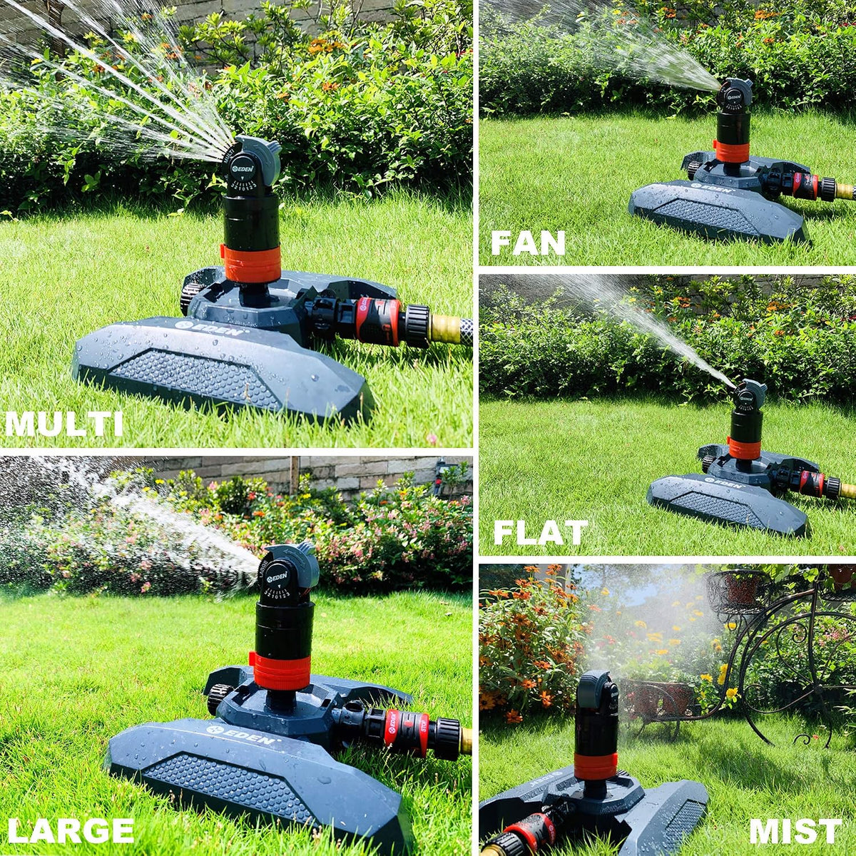 94124 Multi Pattern Turbo Gear Drive Sprinkler Plus One-Direction Misting System, with Quick Connect Set, 5-360 Degree Coverage