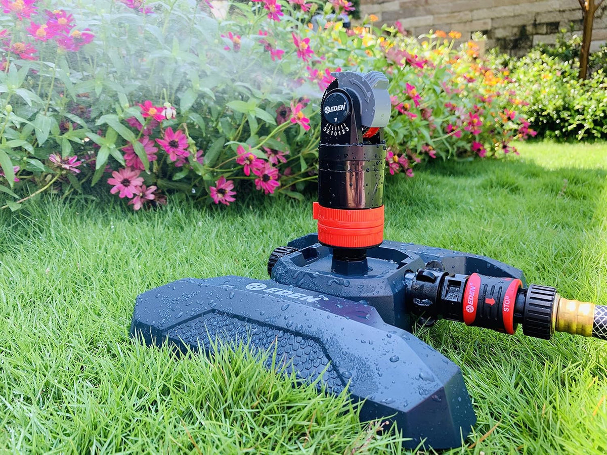 94124 Multi Pattern Turbo Gear Drive Sprinkler Plus One-Direction Misting System, with Quick Connect Set, 5-360 Degree Coverage