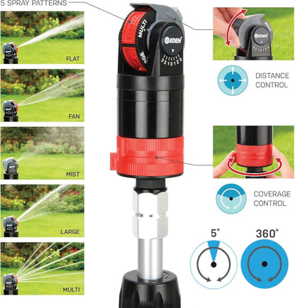 94124 Multi Pattern Turbo Gear Drive Sprinkler Plus One-Direction Misting System, with Quick Connect Set, 5-360 Degree Coverage
