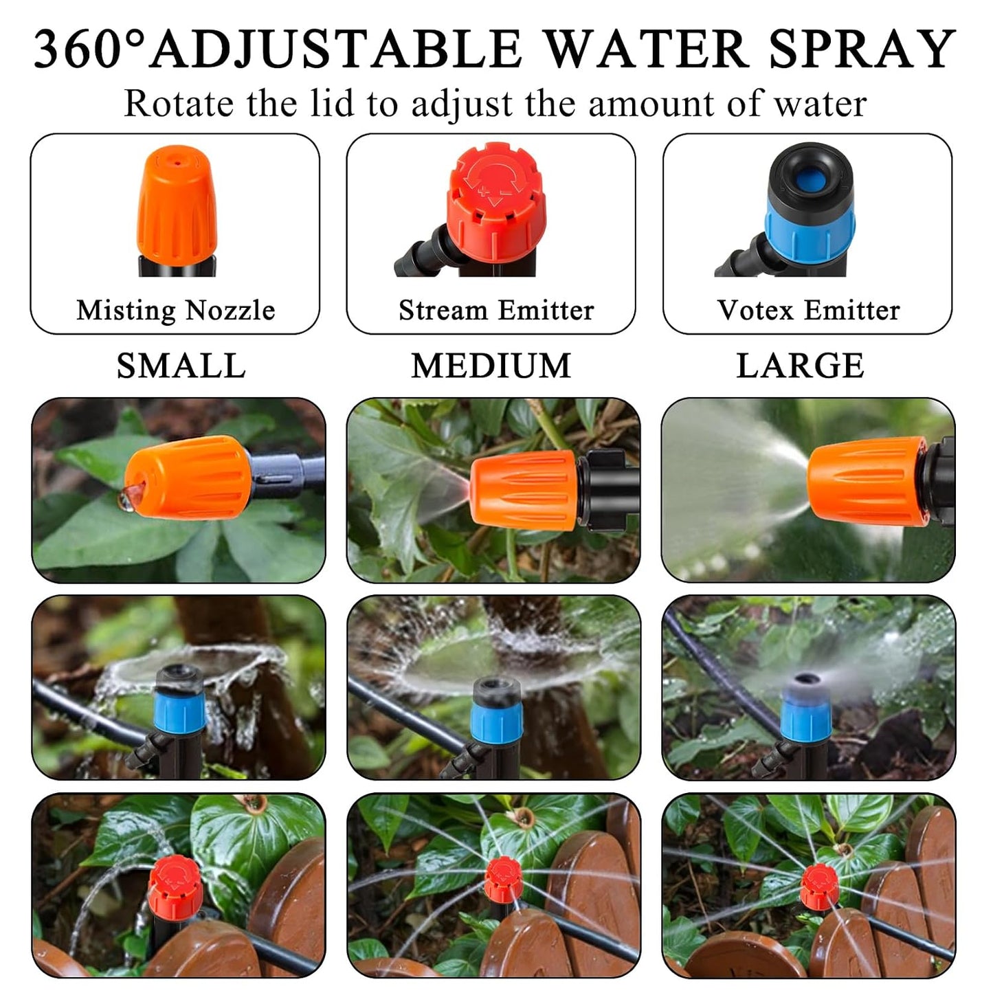 250FT Drip Irrigation System Kit, Automatic Drip Irrigation Kit with 1/2 inch Hose 1/4 inch Distribution Tubing and Accessories for Greenhouse, Yard, Lawn