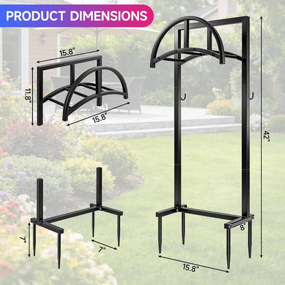IBVIVIC Garden Hose Holder, Hose Stand with Stable Base and Tool Hooks, Heavy-Duty Freestanding Water Hose Holder Holds 160 Ft Hose, Rustproof Garden Hose Storage Hanger Rack for Outside, Yard, Lawn