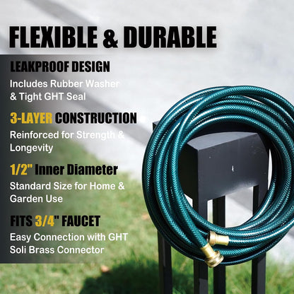 15FT 1/2-Inch Style PVC Garden Hose with Brass GHT Fittings