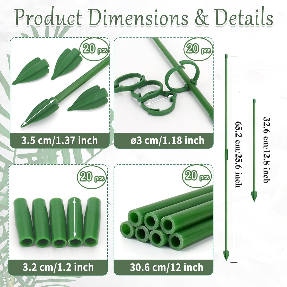 Plant Stakes, 20 Pcs Plant Sticks Stakes Support
