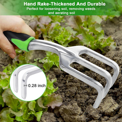 Garden Tools Set, 3 Pack Heavy Duty Gardening Tools Set Include Garden Shovel, Transplant Trowel and Hand Rake with Ergonomic Handle, Aluminum Alloy Lawn for Planting, Orange