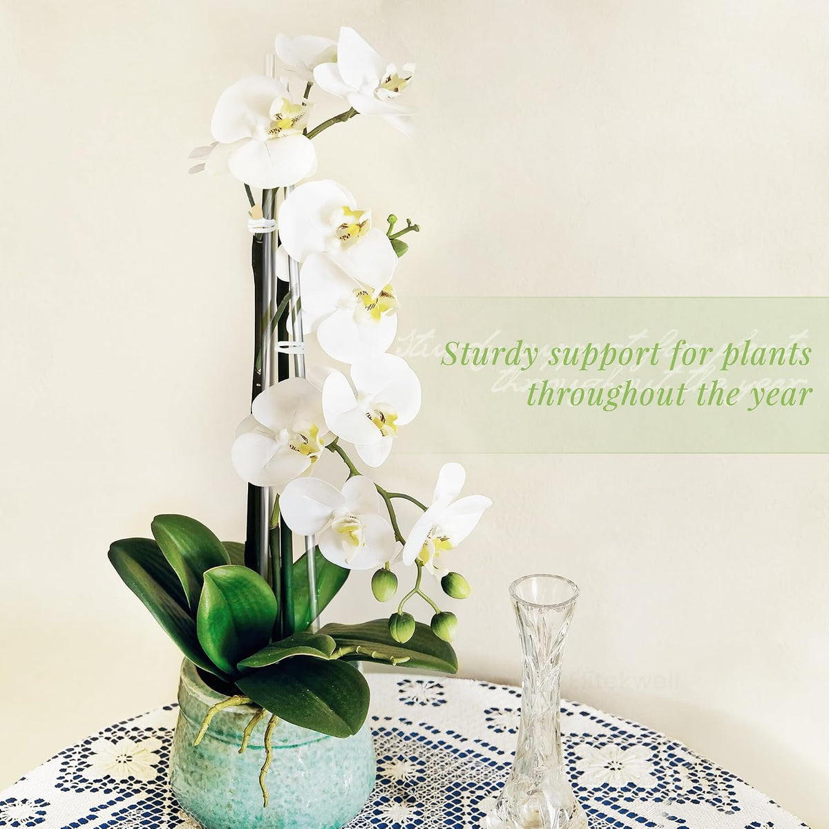 Plant Stakes Acrylic Clear Sticks 20 Pcs with Twist Ties
