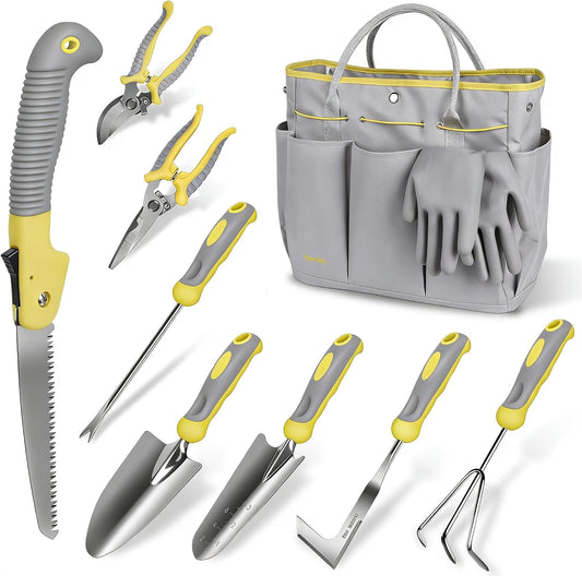 10Pcs Heavy Duty Stainless Steel Garden Hand Tools Set for Planting