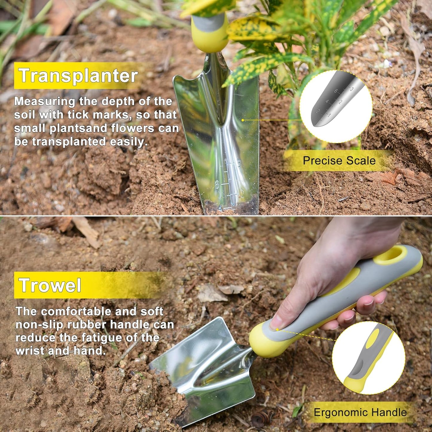 10Pcs Heavy Duty Stainless Steel Garden Hand Tools Set for Planting
