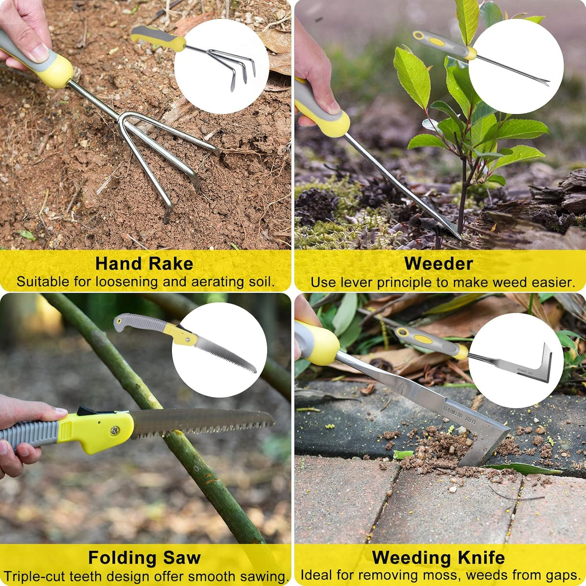 10Pcs Heavy Duty Stainless Steel Garden Hand Tools Set for Planting