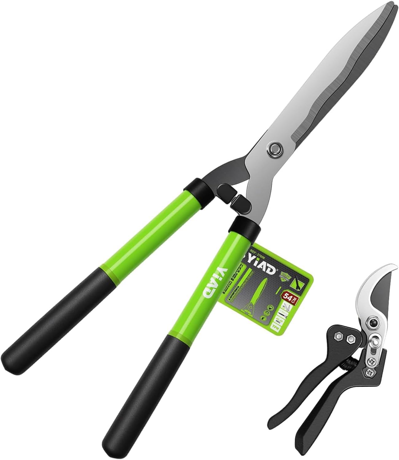 21" Hedge Shears, 7.5" Pruning Shears Set, Wavy Steel Blades