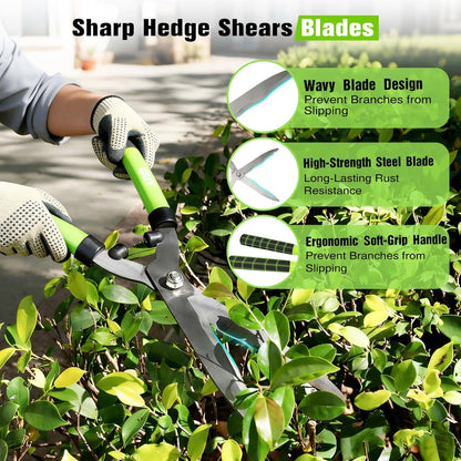 21" Hedge Shears, 7.5" Pruning Shears Set, Wavy Steel Blades