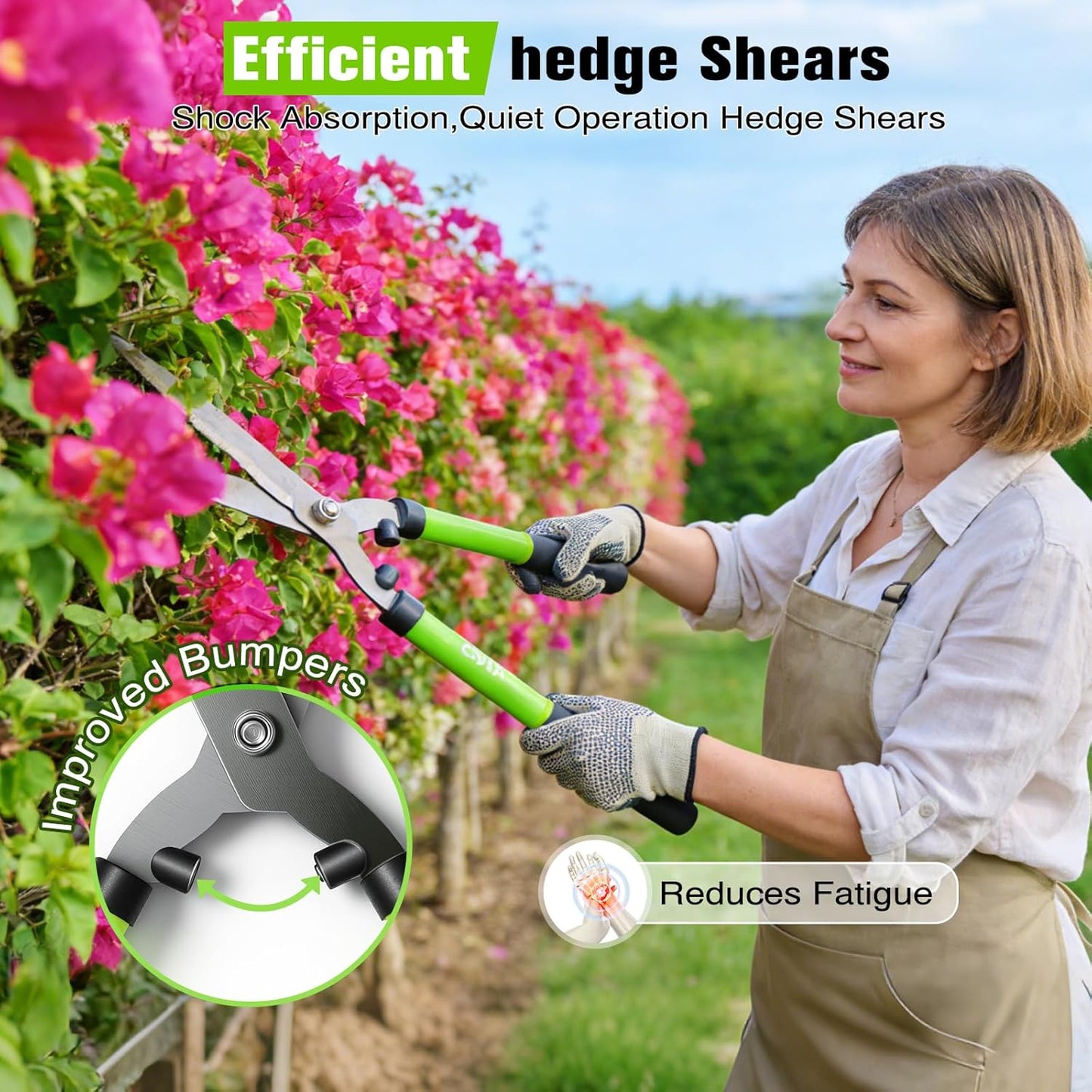 21" Hedge Shears, 7.5" Pruning Shears Set, Wavy Steel Blades